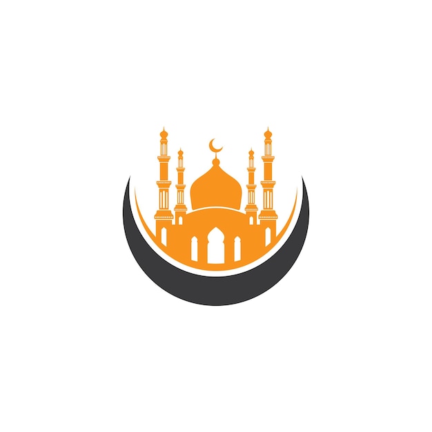Modelo de design de ilustração de logotipo de silhueta de ícone de silhueta de mesquita
