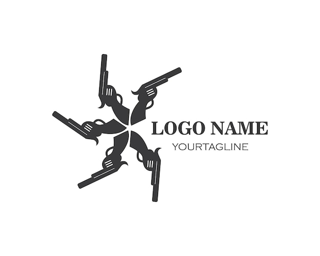 Modelo de design de ilustração vetorial de ícone de logotipo de arma