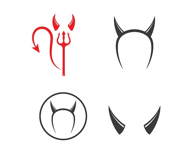 Modelo de design de ilustração vetorial de ícone de logotipo de chifres de diabo