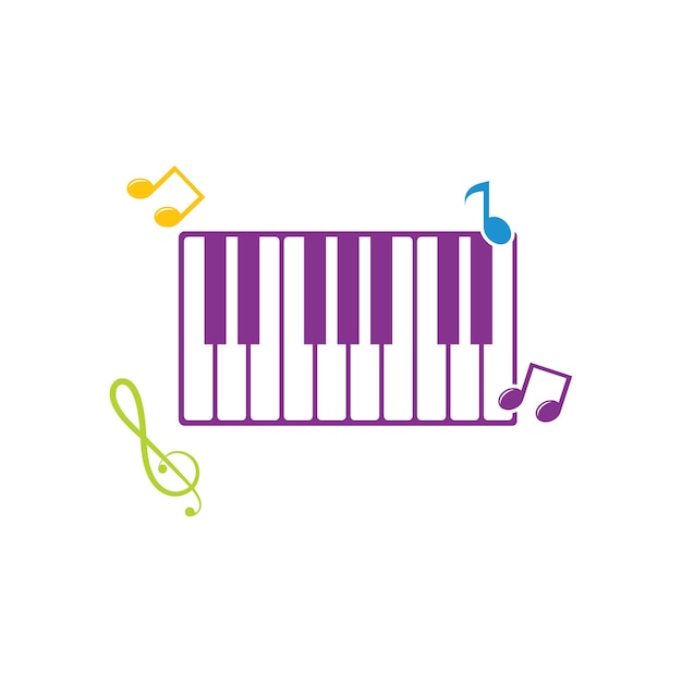 Modelo de design de ilustração vetorial de ícone de piano