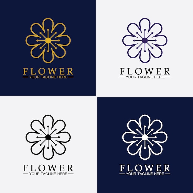 Modelo de design de ilustração vetorial de logotipo de flor