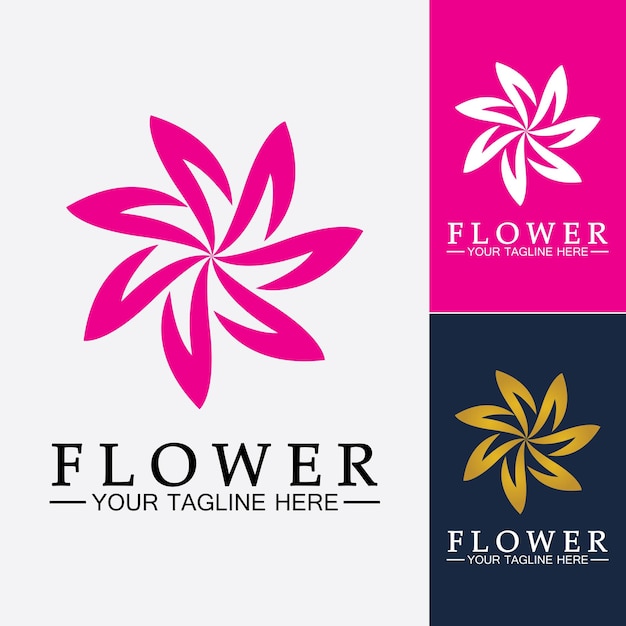 Modelo de design de ilustração vetorial de logotipo de flor