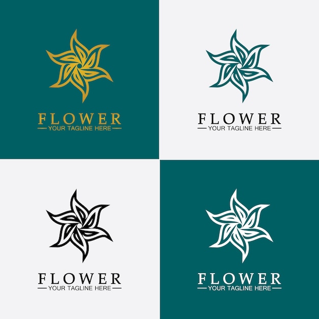 Modelo de design de ilustração vetorial de logotipo de flor