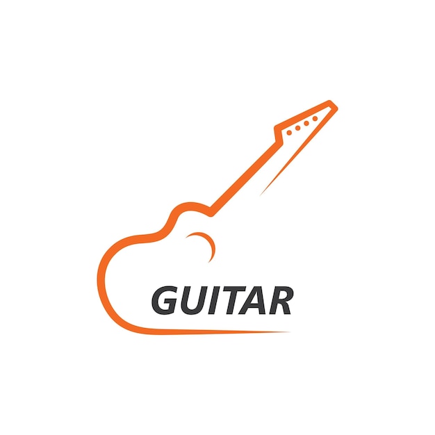 Modelo de design de ilustração vetorial de logotipo de ícone de guitarra