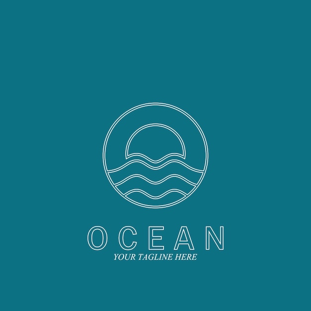Modelo de design de ilustração vetorial de logotipo de mar de onda do oceano