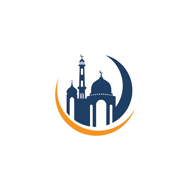Modelo de design de ilustração vetorial de logotipo de silhueta de ícone de mesquita