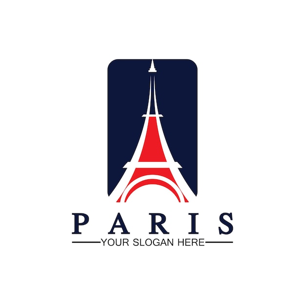 Modelo de design de ilustrador de ícone de vetor de logotipo de paris e torre eiffel