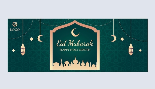 modelo de design de impressão de bandeira de Eid Mubarak