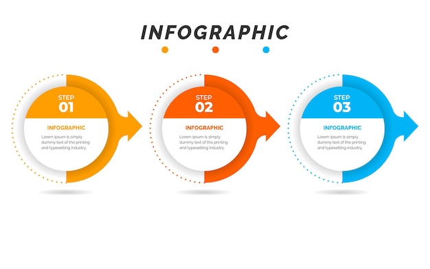 Modelo de design de infográfico com 3 opções ou etapas