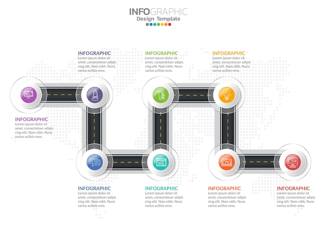 Vetor modelo de design de infográfico com 6 opções de cores.