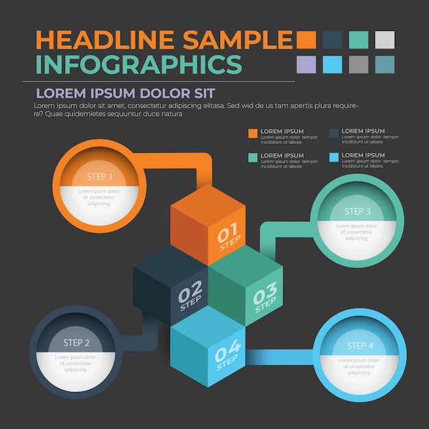 Modelo de design de infográfico com caixa e círculo