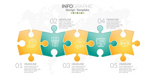 Modelo de design de infográfico com opções ou etapas.