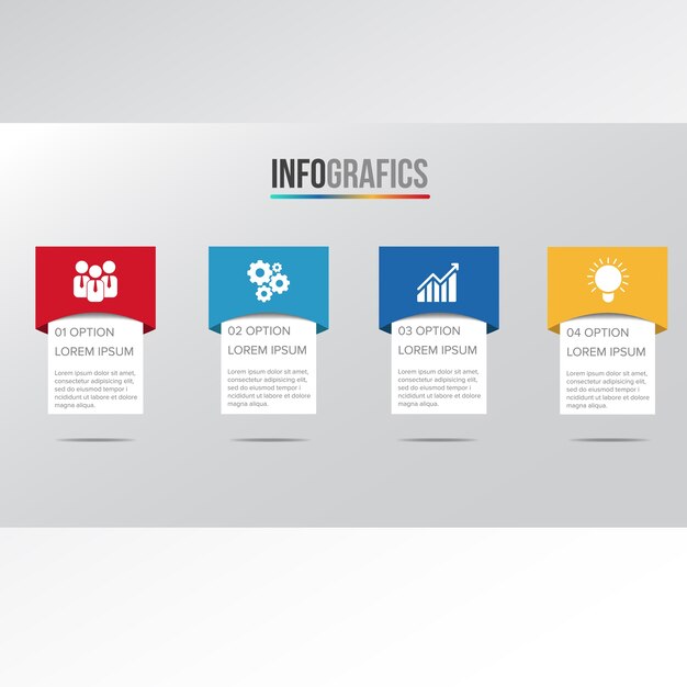 Modelo de design de infográfico, conceito de negócios com 4 etapas ou opções