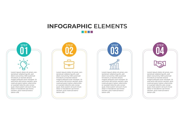 Modelo de design de infográfico de 4 etapas