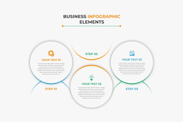 Modelo de design de infográfico de etapas de negócios