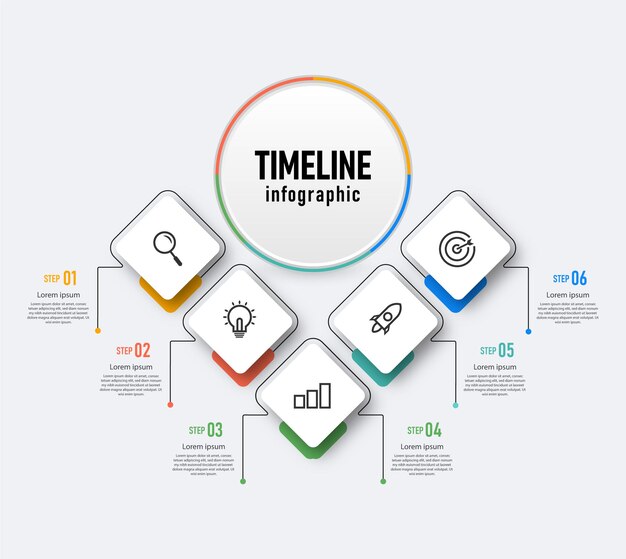 Modelo de design de infográfico de linha do tempo