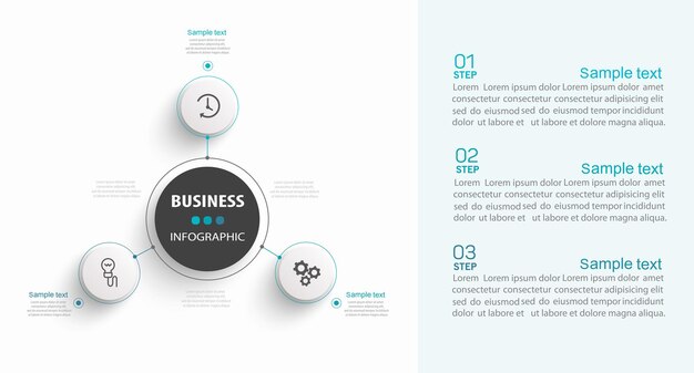 Modelo de design de infográfico de negócios com 3 etapas