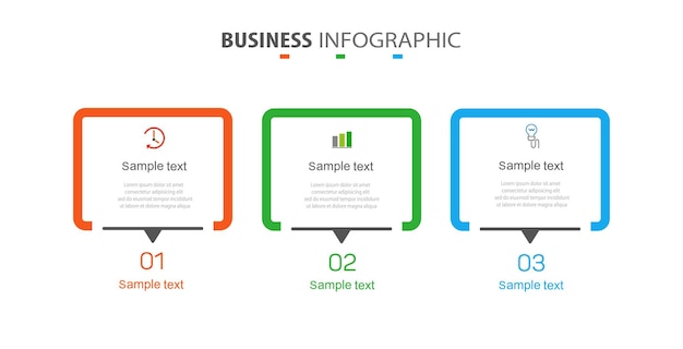 Modelo de design de infográfico de negócios com 3 opções ou etapas