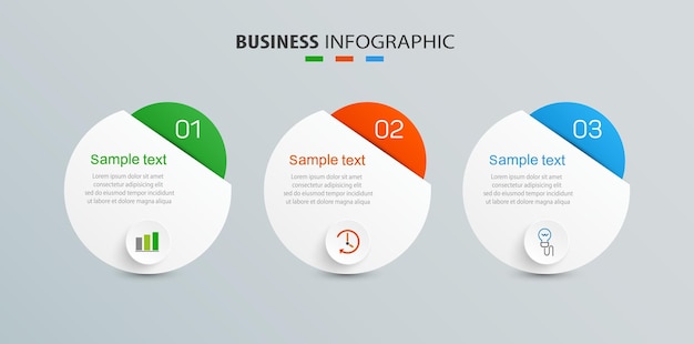 Modelo de design de infográfico de negócios com 3 opções ou etapas