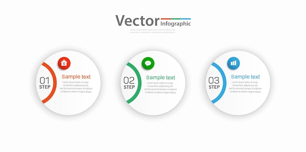 Modelo de design de infográfico de negócios com 3 opções ou etapas