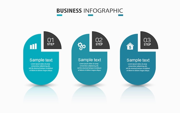 Modelo de design de infográfico de negócios com 3 opções ou etapas