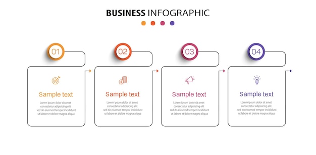 Modelo de design de infográfico de negócios com 4 opções de etapas ou processos