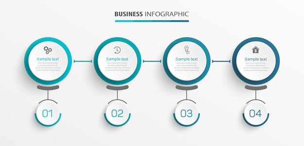 Modelo de design de infográfico de negócios com 4 opções