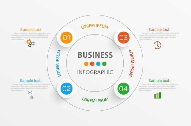 Modelo de design de infográfico de negócios com 4 opções