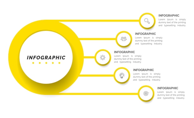 Modelo de design de infográfico de negócios com 5 opções ou etapas