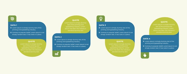 Modelo de design de infográfico de negócios de 4 etapas com caixa de textos