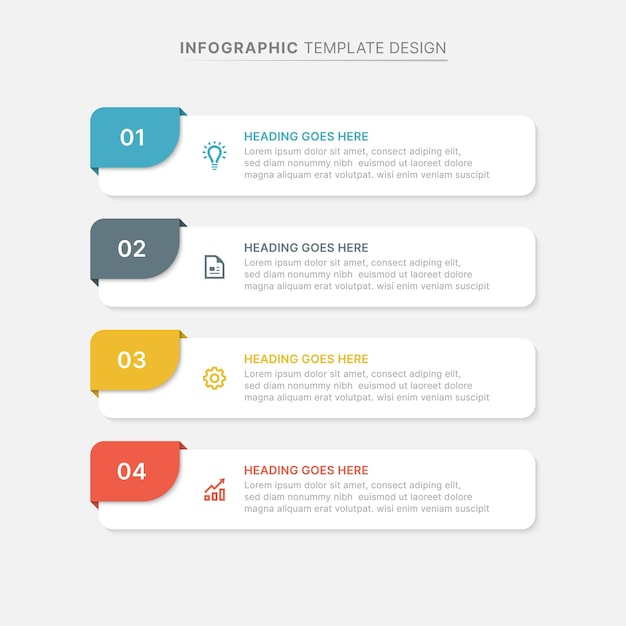 Modelo de design de infográfico de negócios simples com 4 opções