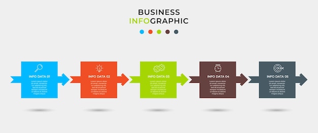 Modelo de design de infográfico de negócios vetor com ícones e 5 opções ou etapas