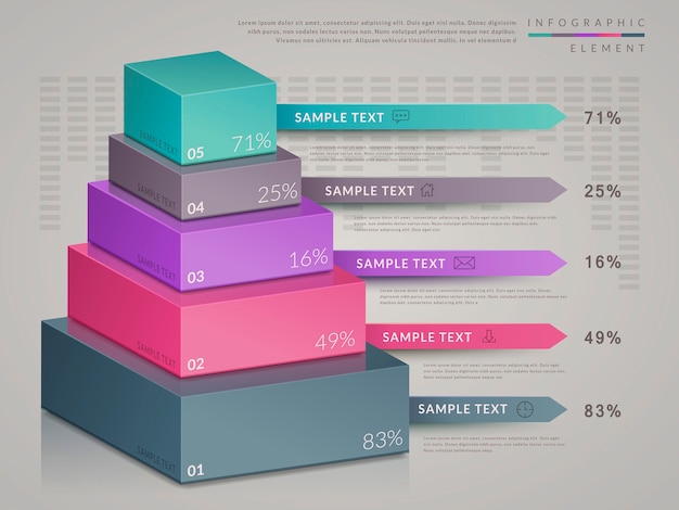 Modelo de design de infográfico de simplicidade com gráfico 3D isométrico