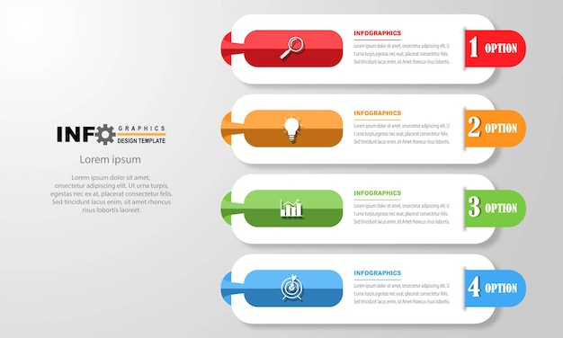 Modelo de design de infográfico de vetor com 3 opções ou etapas