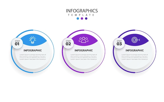 Modelo de design de infográficos criativos de negócios de apresentação com 3 opções