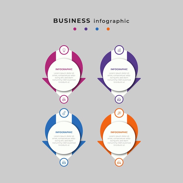 Modelo de design de infográficos de linha do tempo de passos