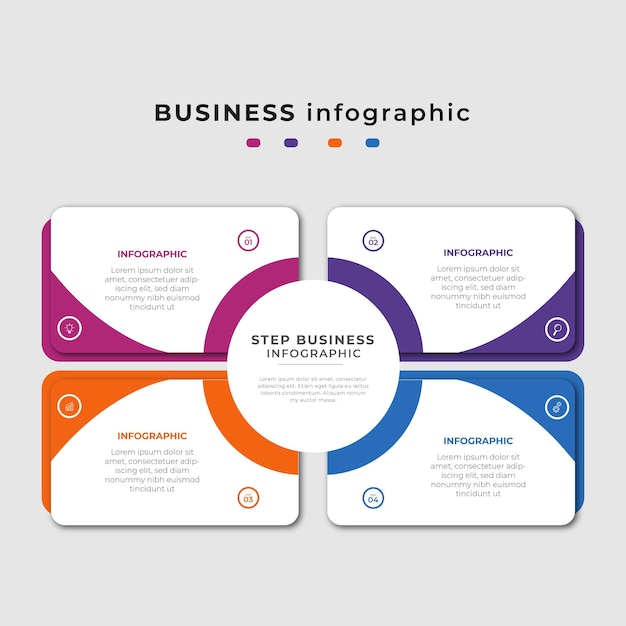 Modelo de design de infográficos de linha do tempo de passos