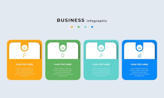 Modelo de design de infográficos de linha do tempo de passos