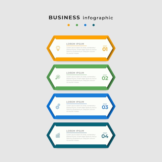 Modelo de design de infográficos de linha do tempo de passos