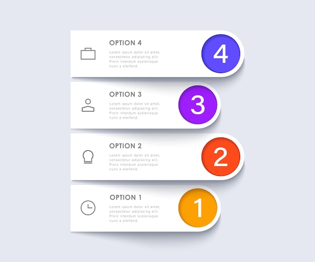 Modelo de design de infográficos de marketing e negócios 3D 4 etapas para o sucesso