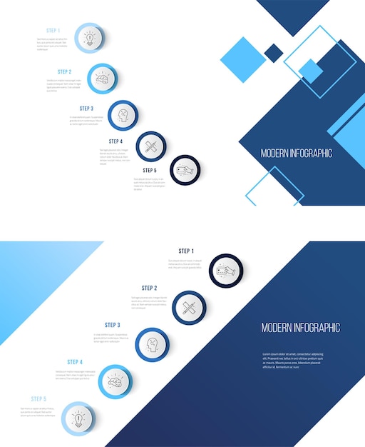 Vetor modelo de design de infográficos de negócios com ícones e 5 etapas pode ser usado para layout de fluxo de trabalho