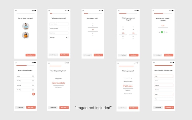 Modelo de design de interface de usuário de aplicativo de fitness