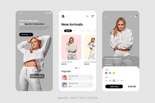 Modelo de design de interface de usuário de aplicativos de loja de moda