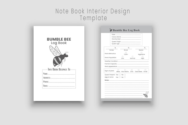 Vetor modelo de design de interiores de livro de registro vector bumble bee