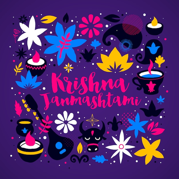 Modelo de design de krishna janmashtami