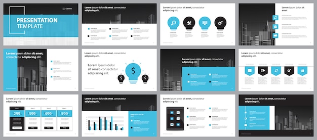 Modelo de design de layout de página de apresentação de negócios azul