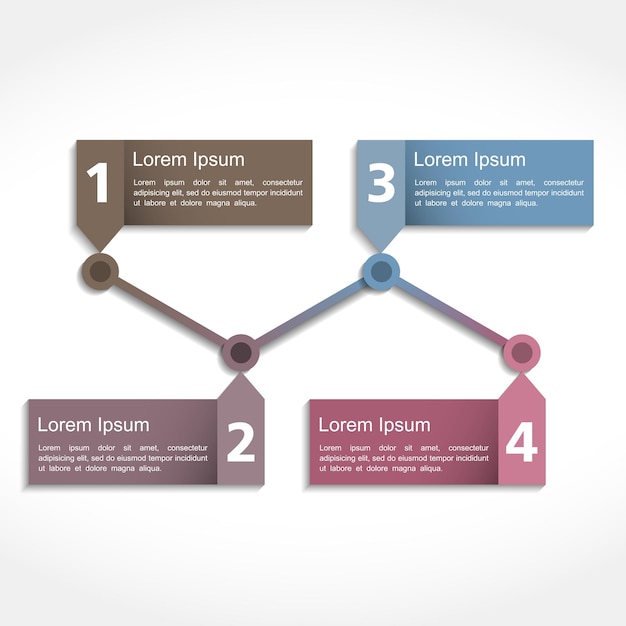 Modelo de design de linha de tempo com ilustração vetorial eps10 de quatro elementos