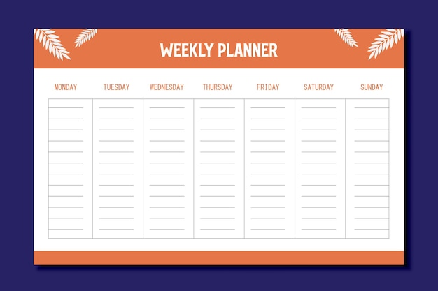Modelo de design de lista de planejamento semanal