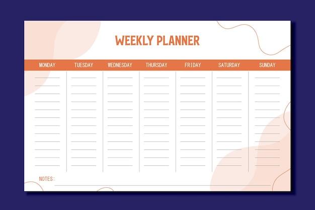 Modelo de design de lista de planejamento semanal