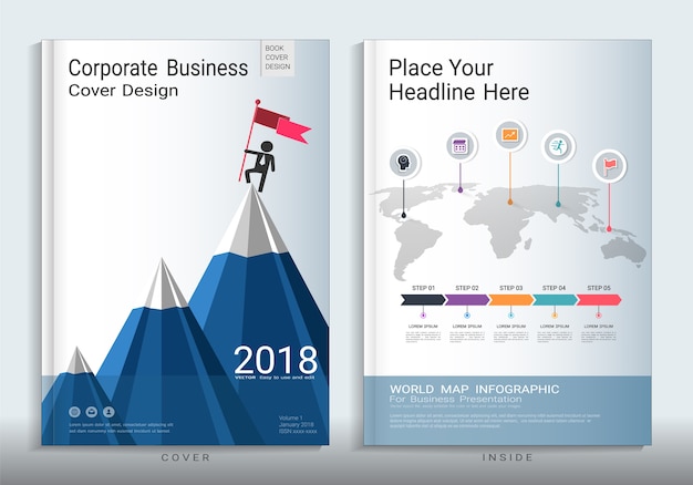 Modelo de design de livro de capa corporativa com elemento infográfico